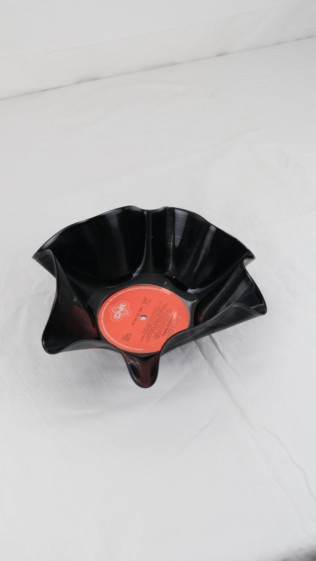Oranje rood vinyl record bowl | upcycled en handgevormd