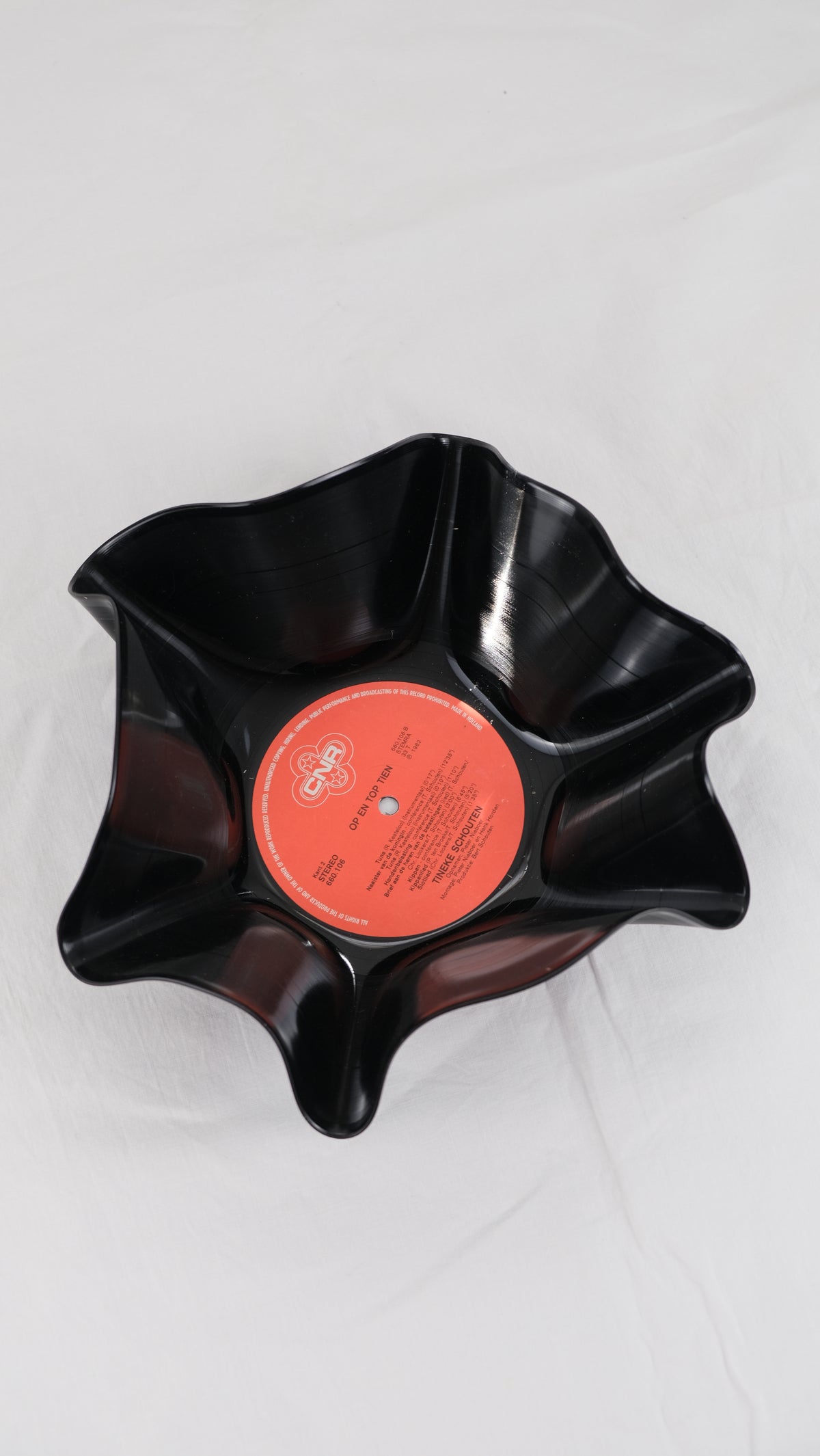 Oranje rood vinyl record bowl | upcycled en handgevormd