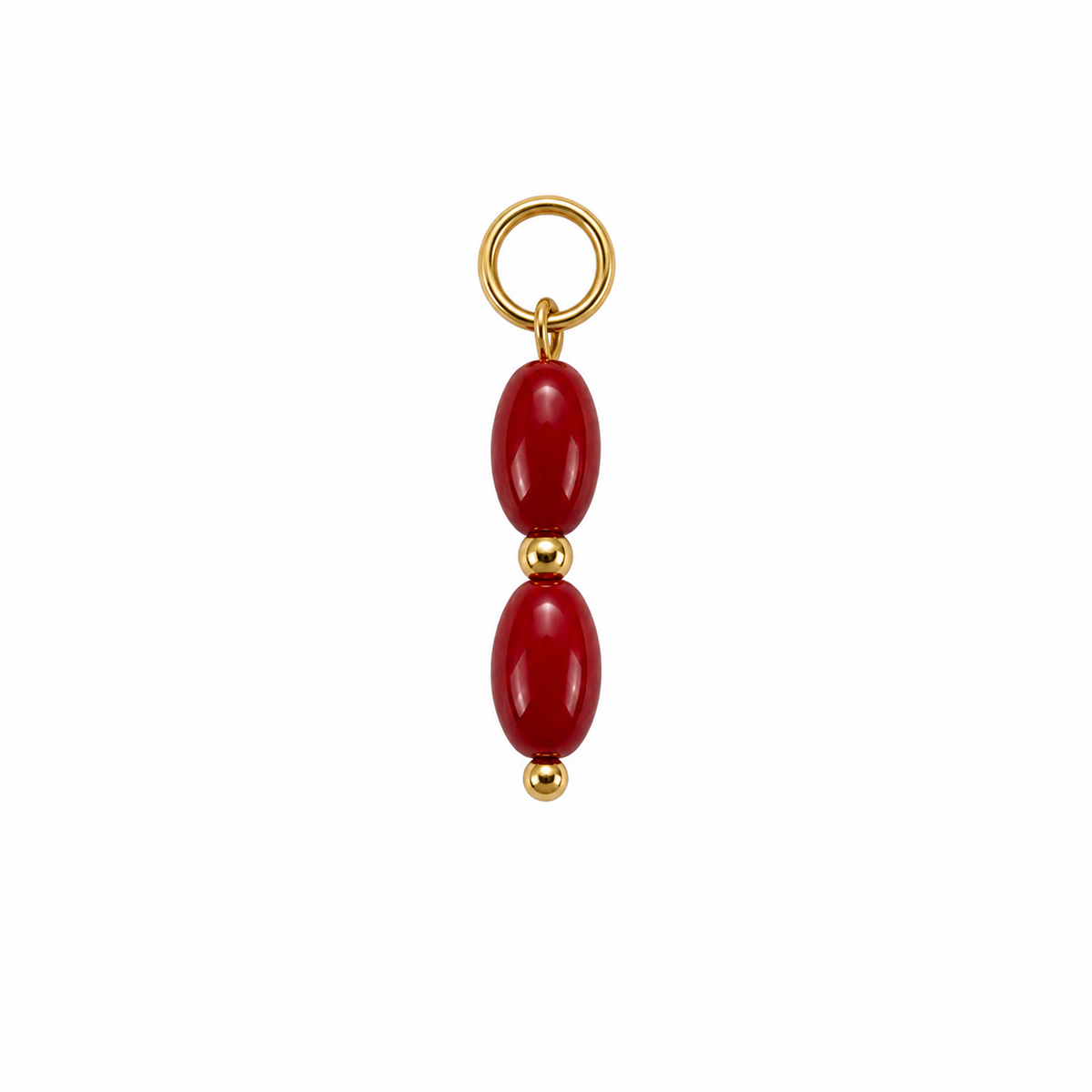Gold red bead charm