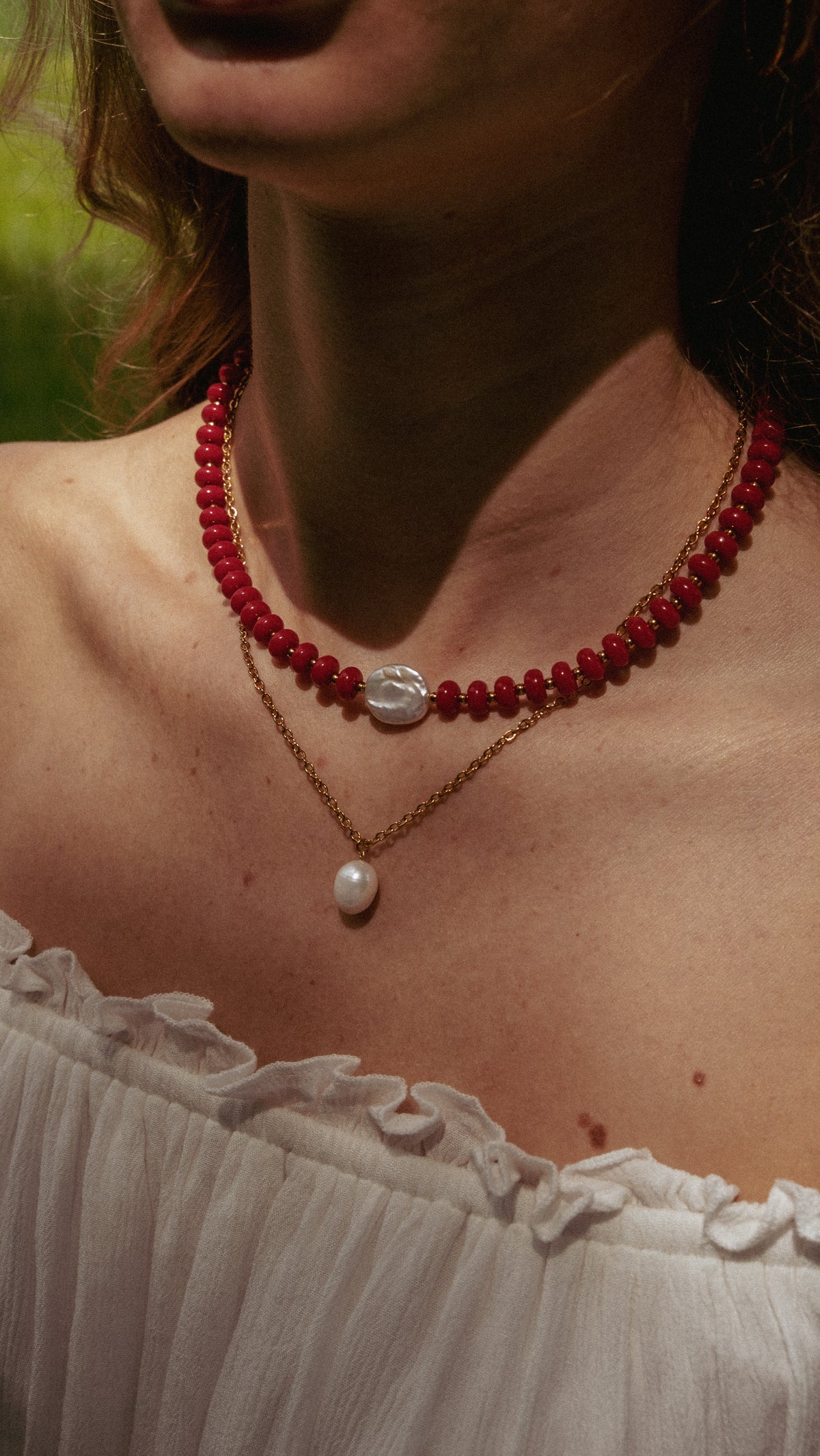 Necklace stack Lustre red 2